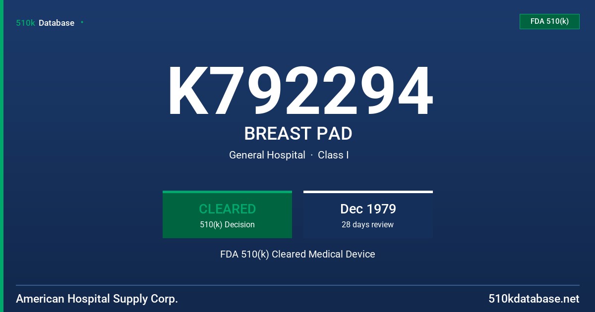 K792294 BREAST PAD FDA 510(k) Cleared Medical Device