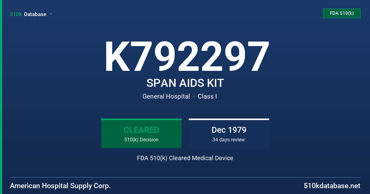 K792297 SPAN AIDS KIT FDA 510(k) Cleared Medical Device
