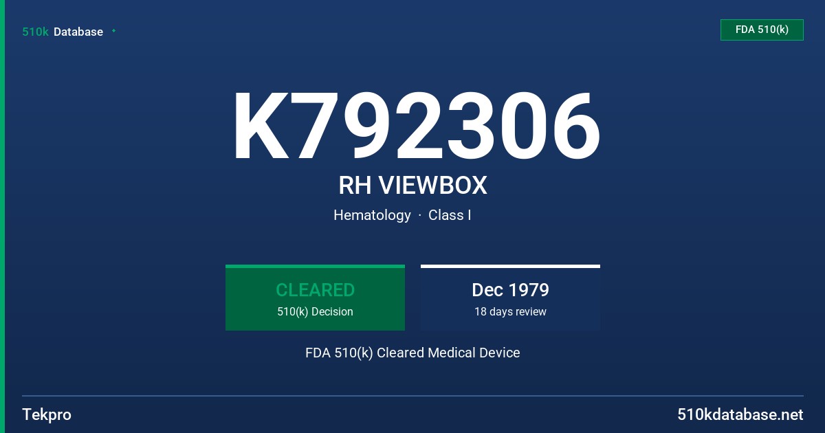 K792306 RH VIEWBOX FDA 510(k) Cleared Medical Device