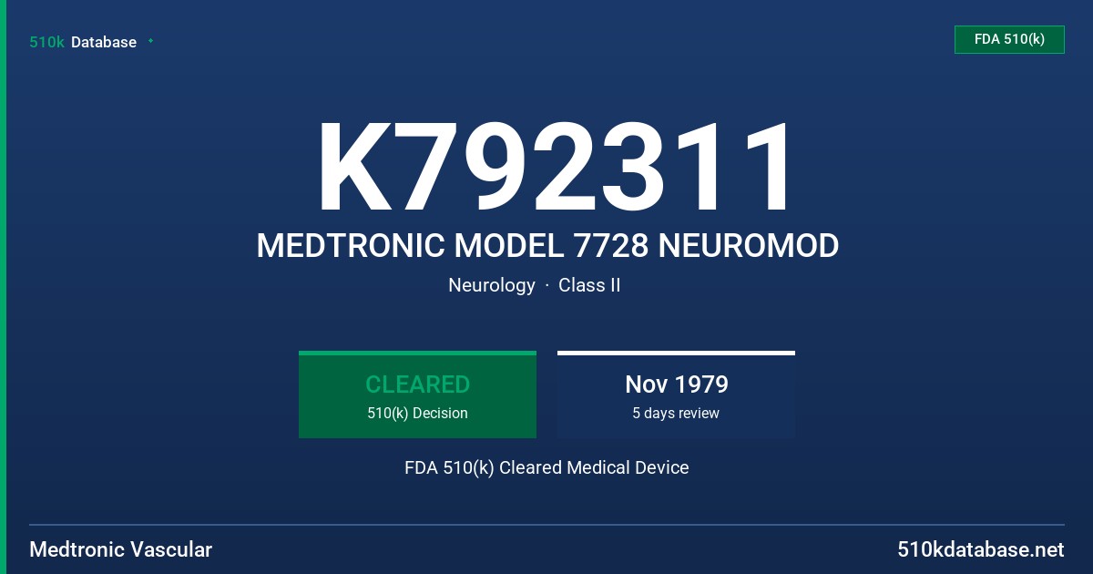 K792311 MEDTRONIC MODEL 7728 NEUROMOD FDA 510(k) Cleared Medical Device