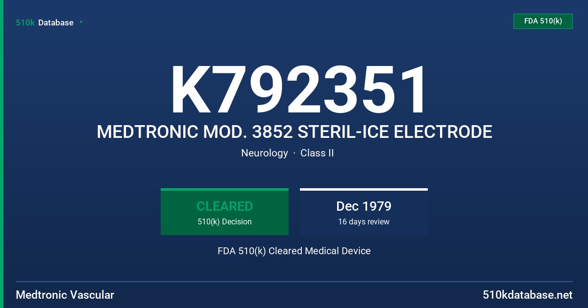 K792351 MEDTRONIC MOD. 3852 STERIL-ICE ELECTRODE FDA 510(k) Cleared Medical Device