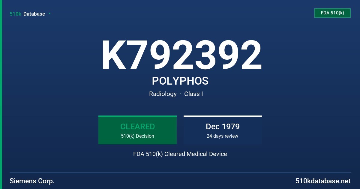 K792392 POLYPHOS FDA 510(k) Cleared Medical Device