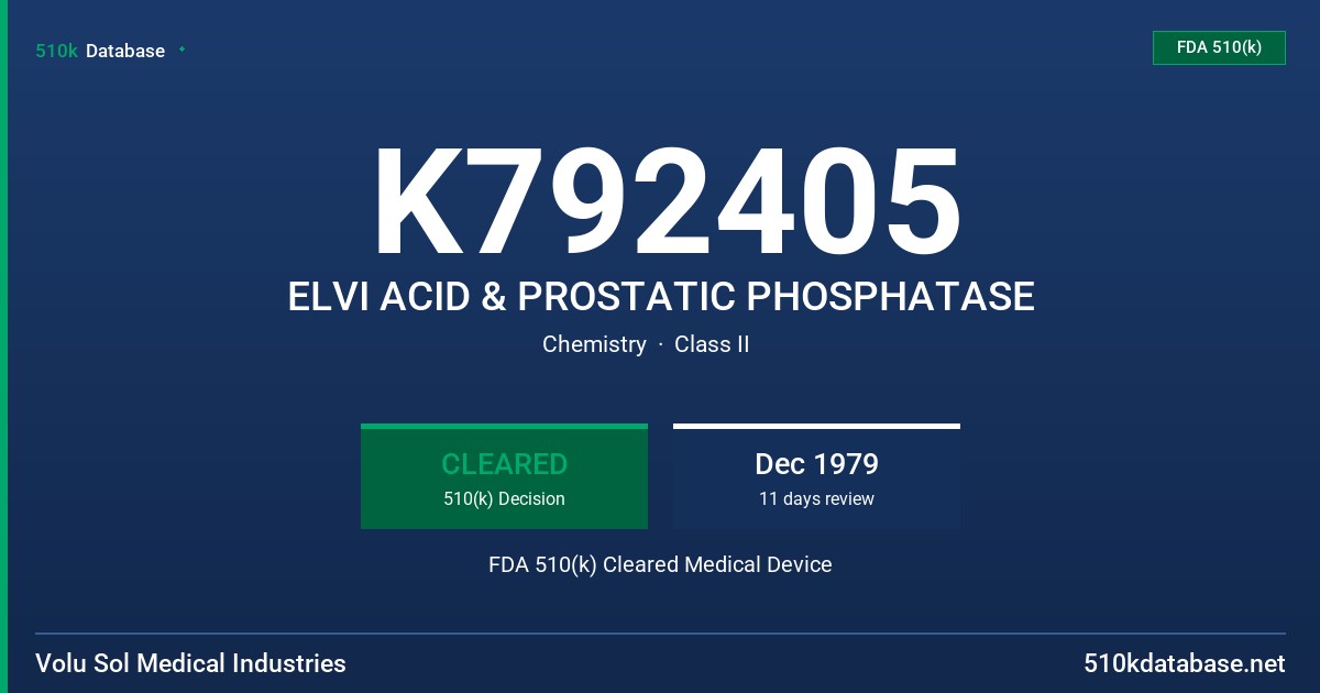 K792405 ELVI ACID & PROSTATIC PHOSPHATASE FDA 510(k) Cleared Medical Device