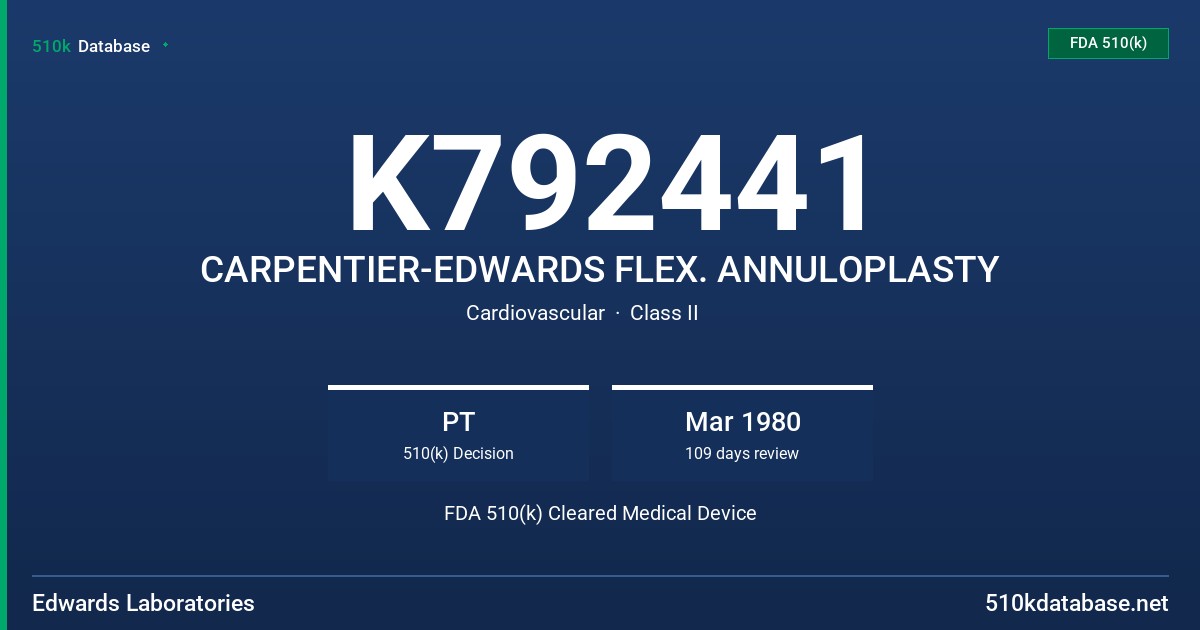 K792441 CARPENTIER-EDWARDS FLEX. ANNULOPLASTY FDA 510(k) Cleared Medical Device