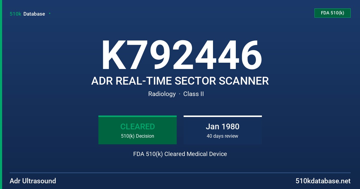 K792446 ADR REAL-TIME SECTOR SCANNER FDA 510(k) Cleared Medical Device
