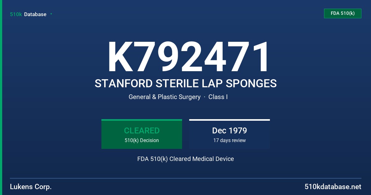 K792471 STANFORD STERILE LAP SPONGES FDA 510(k) Cleared Medical Device