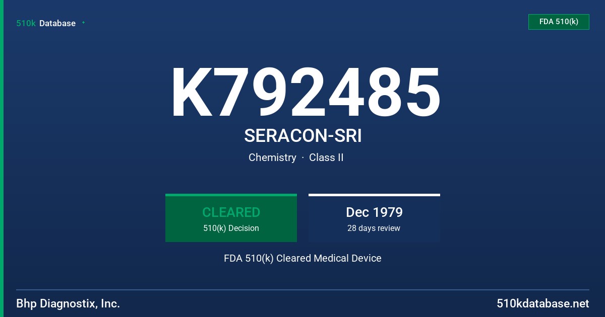 K792485 SERACON-SRI FDA 510(k) Cleared Medical Device