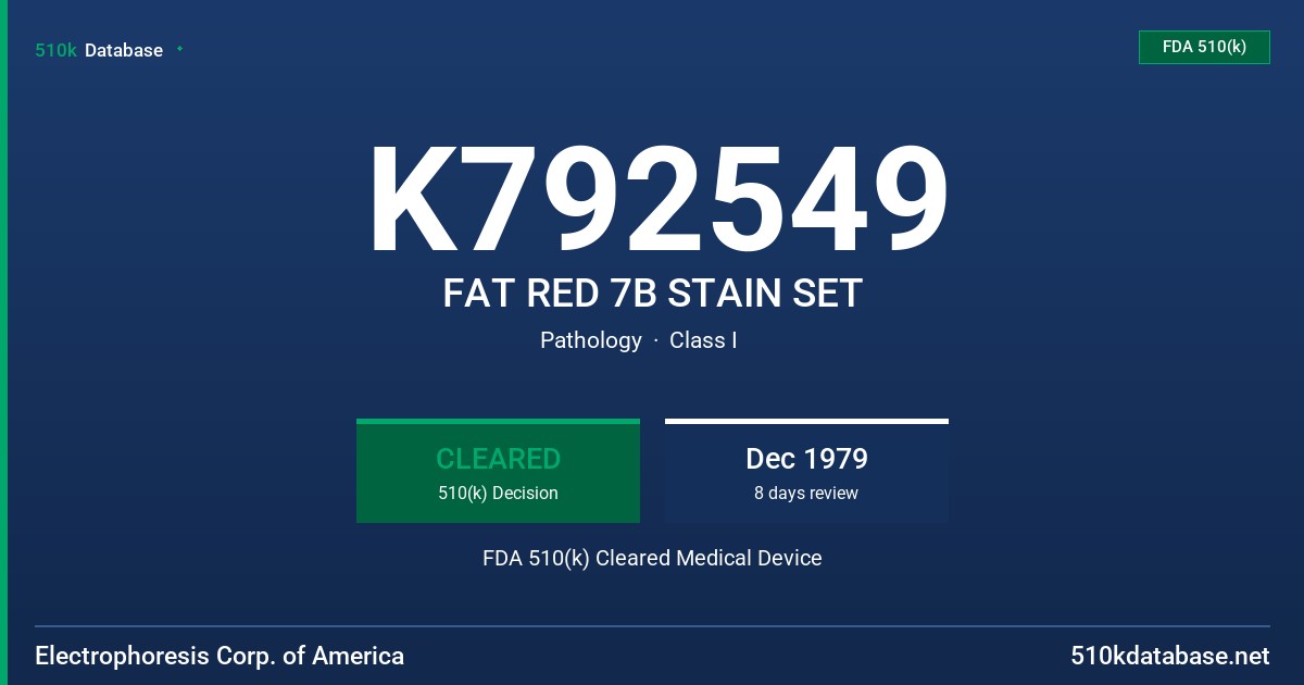 K792549 FAT RED 7B STAIN SET FDA 510(k) Cleared Medical Device