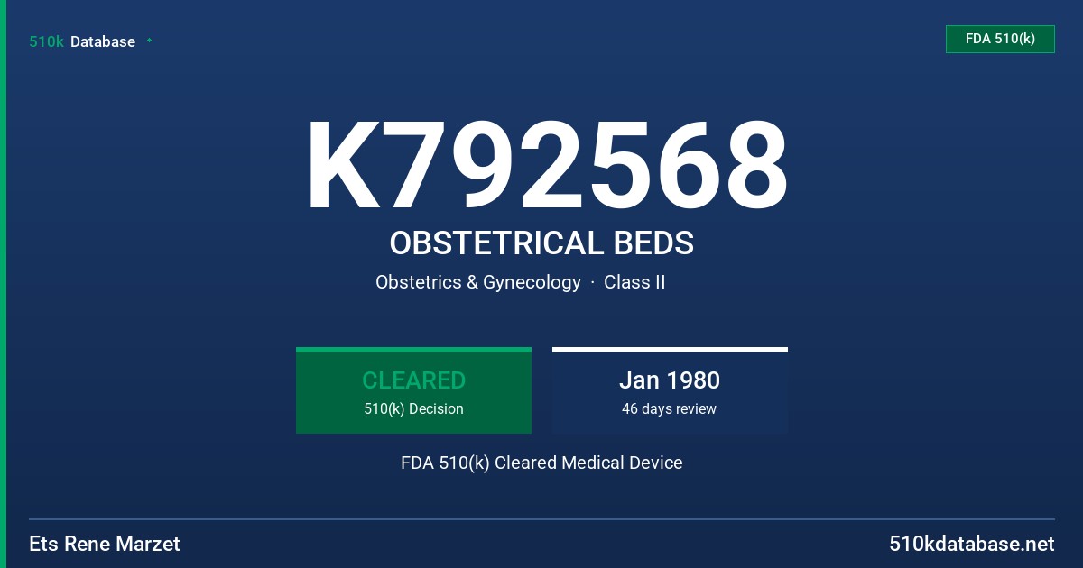 K792568 OBSTETRICAL BEDS FDA 510(k) Cleared Medical Device