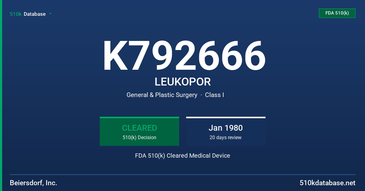 K792666 LEUKOPOR FDA 510(k) Cleared Medical Device