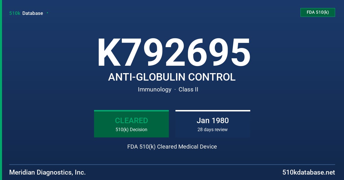 K792695 ANTI-GLOBULIN CONTROL FDA 510(k) Cleared Medical Device