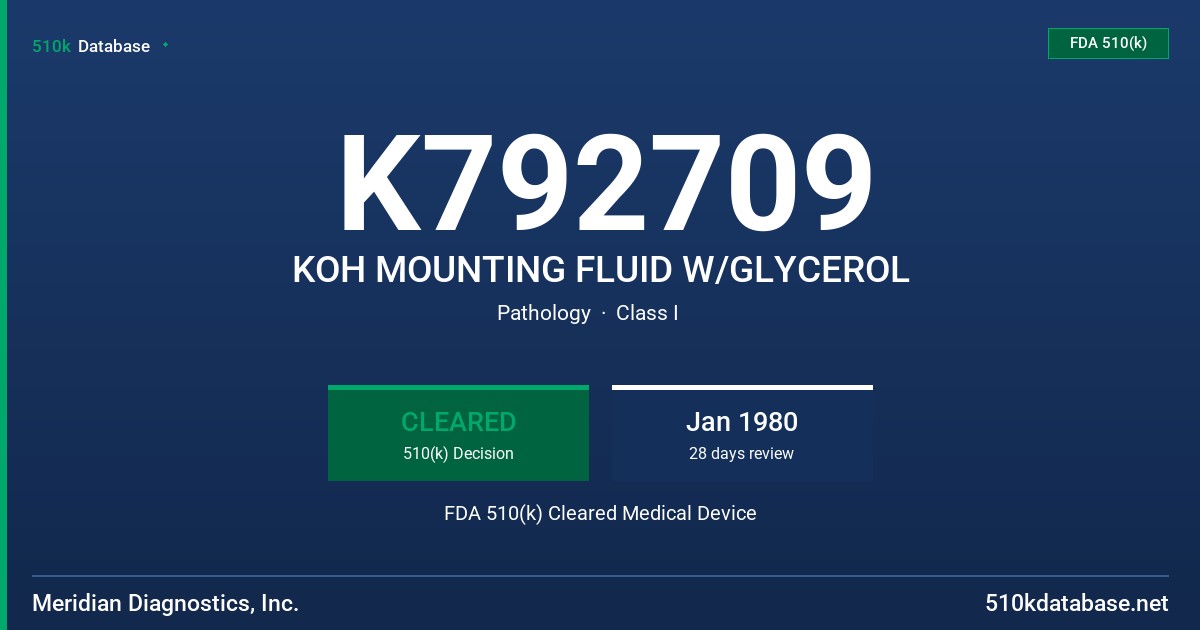 K792709 KOH MOUNTING FLUID W/GLYCEROL FDA 510(k) Cleared Medical Device