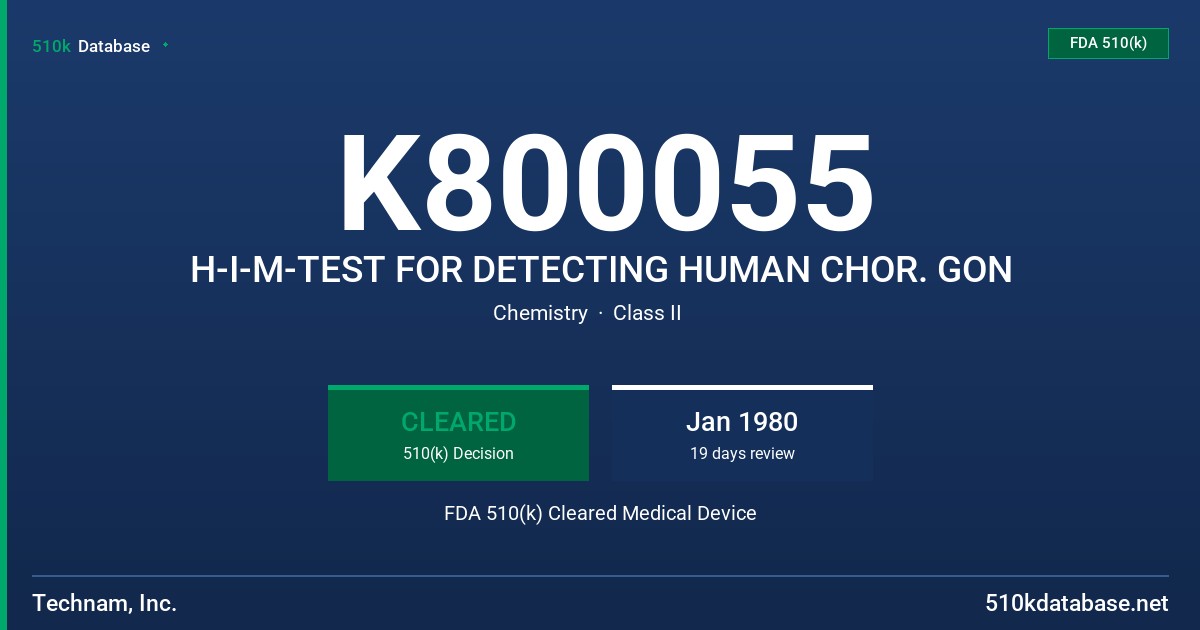 K800055 H-I-M-TEST FOR DETECTING HUMAN CHOR. GON FDA 510(k) Cleared Medical Device