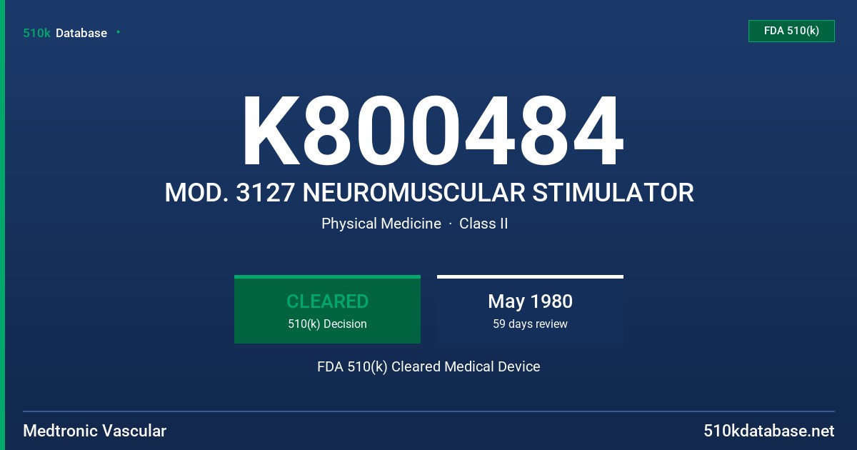 K800484 MOD. 3127 NEUROMUSCULAR STIMULATOR FDA 510(k) Cleared Medical Device