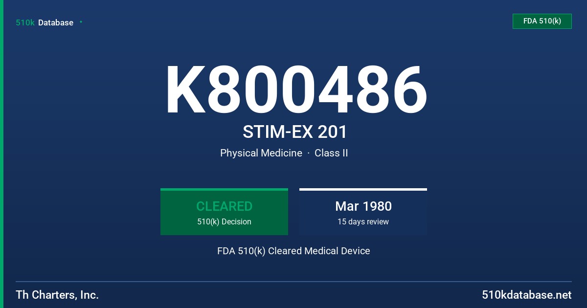 K800486 STIM-EX 201 FDA 510(k) Cleared Medical Device