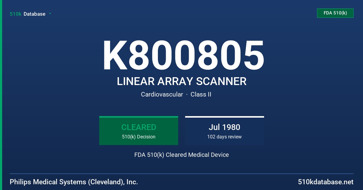 K800805 LINEAR ARRAY SCANNER FDA 510(k) Cleared Medical Device