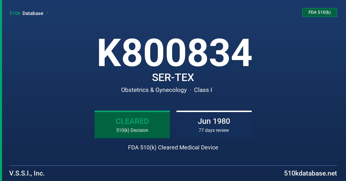 K800834 SER-TEX FDA 510(k) Cleared Medical Device
