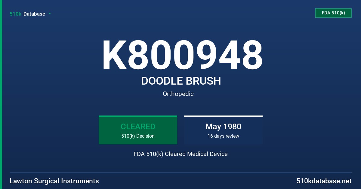 K800948 DOODLE BRUSH FDA 510(k) Cleared Medical Device