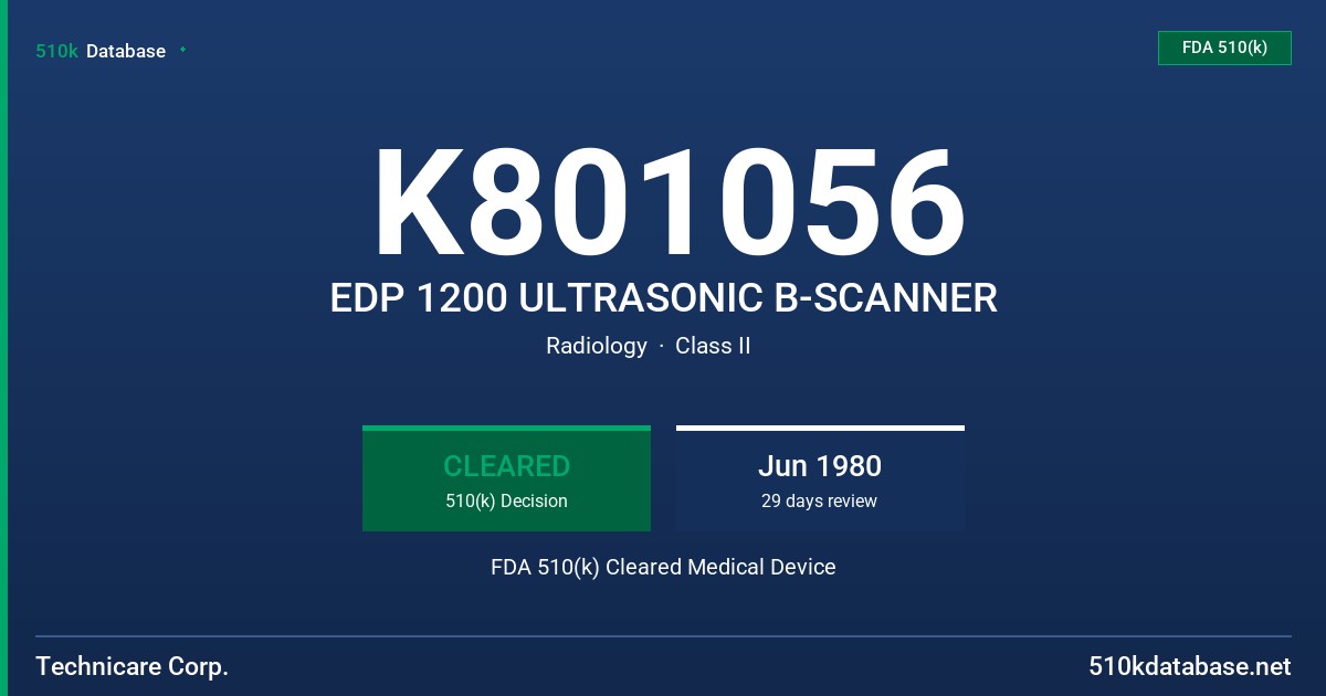 K801056 EDP 1200 ULTRASONIC B-SCANNER FDA 510(k) Cleared Medical Device