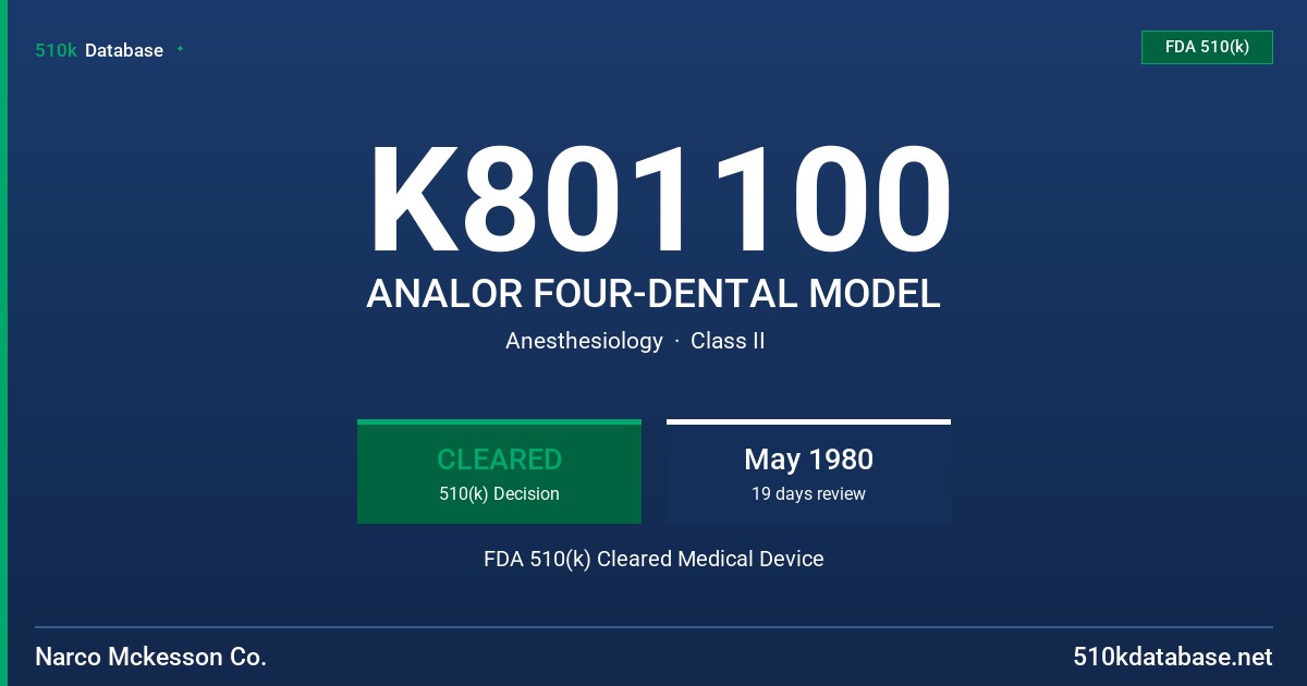 K801100 ANALOR FOUR-DENTAL MODEL FDA 510(k) Cleared Medical Device