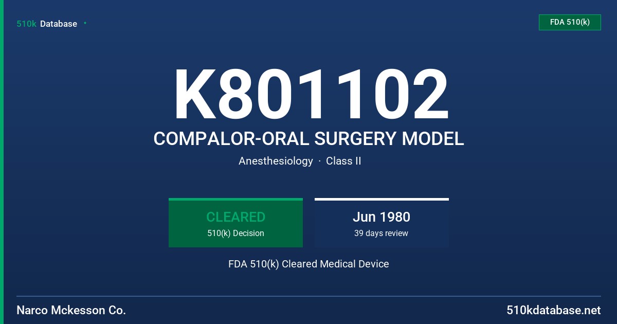 K801102 COMPALOR-ORAL SURGERY MODEL FDA 510(k) Cleared Medical Device