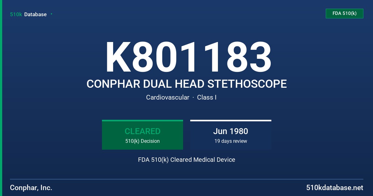 K801183 CONPHAR DUAL HEAD STETHOSCOPE FDA 510(k) Cleared Medical Device