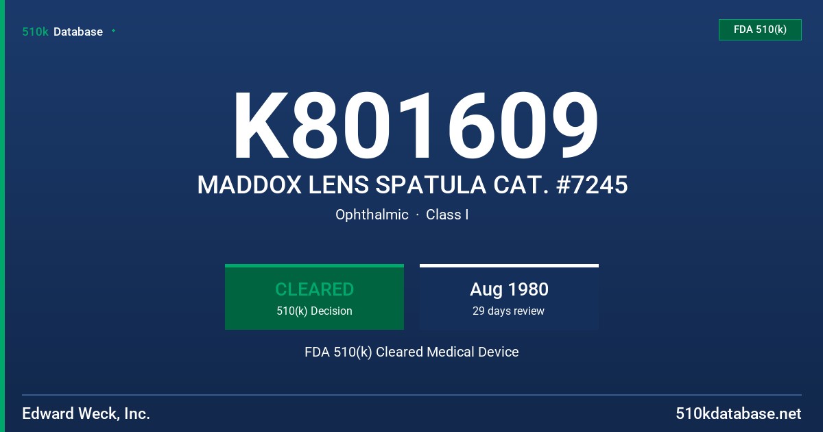 K801609 MADDOX LENS SPATULA CAT. #7245 FDA 510(k) Cleared Medical Device