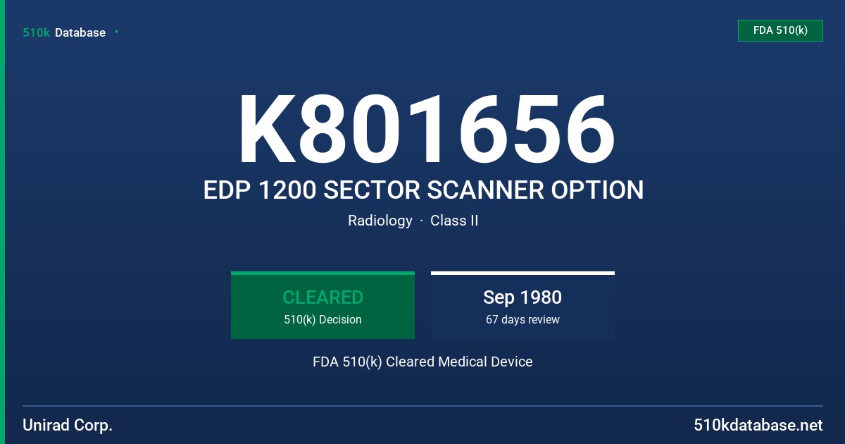 K801656 EDP 1200 SECTOR SCANNER OPTION FDA 510(k) Cleared Medical Device