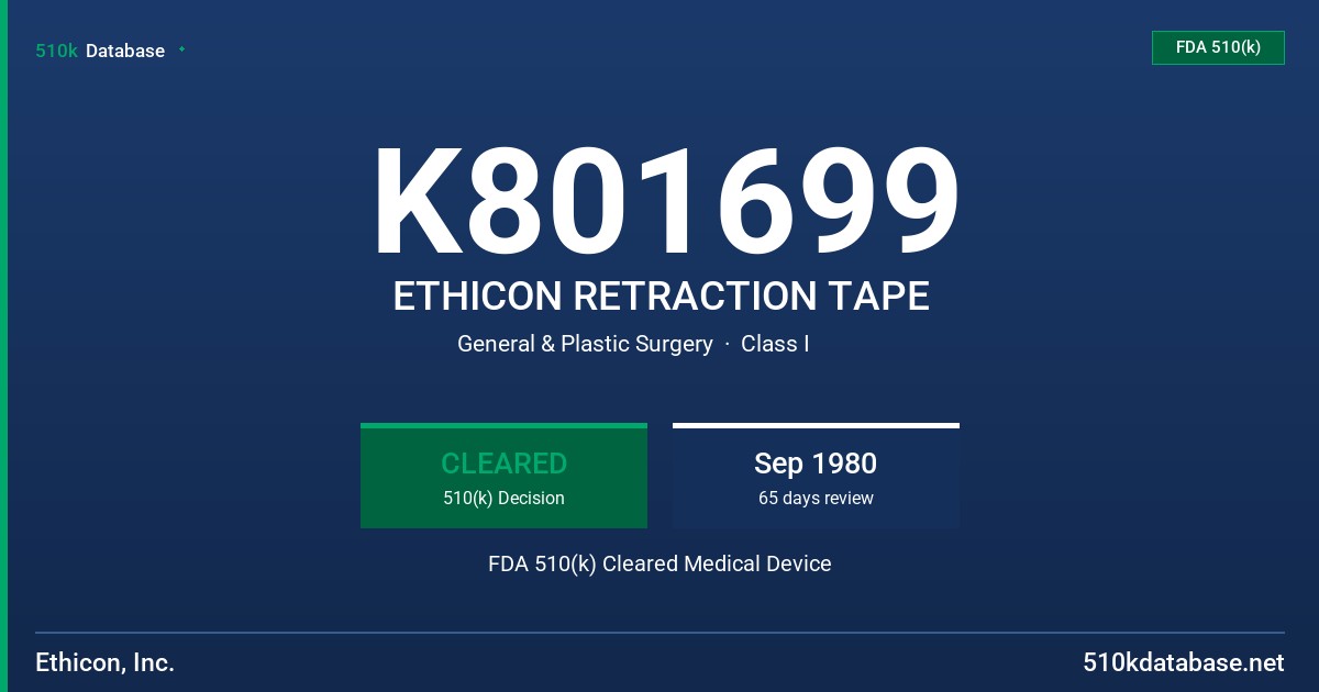 K801699 ETHICON RETRACTION TAPE FDA 510(k) Cleared Medical Device