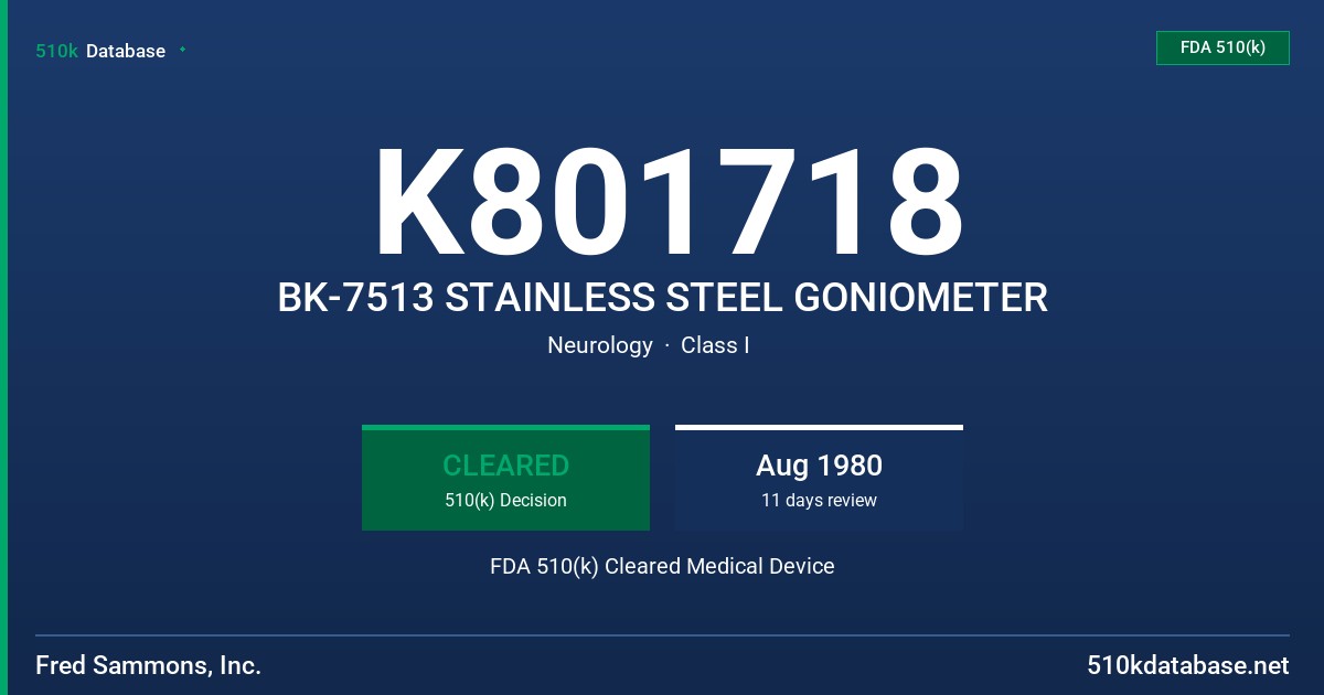 K801718 BK-7513 STAINLESS STEEL GONIOMETER FDA 510(k) Cleared Medical Device