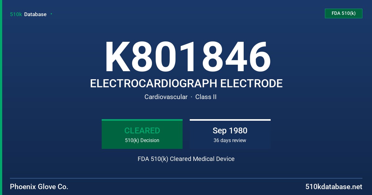 K801846 ELECTROCARDIOGRAPH ELECTRODE FDA 510(k) Cleared Medical Device