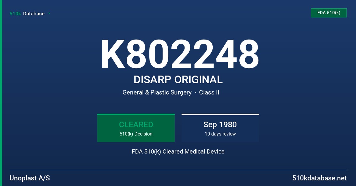 K802248 DISARP ORIGINAL FDA 510(k) Cleared Medical Device