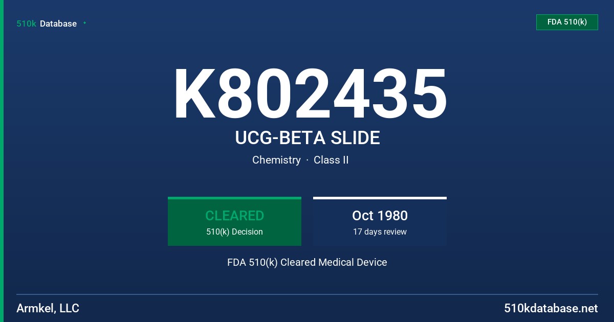 K802435 UCG-BETA SLIDE FDA 510(k) Cleared Medical Device