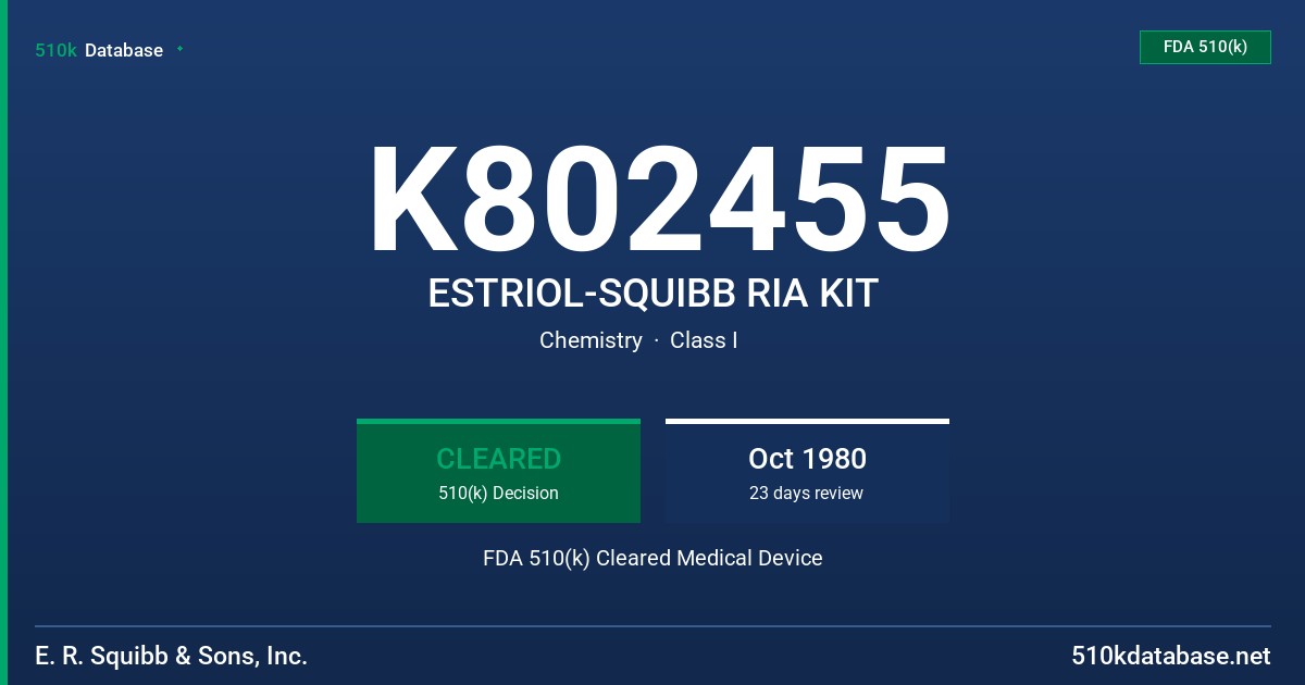 K802455 ESTRIOL-SQUIBB RIA KIT FDA 510(k) Cleared Medical Device