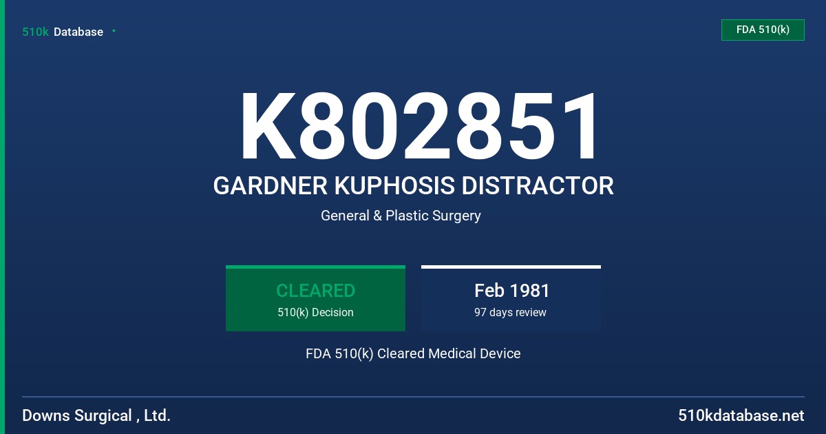 K802851 GARDNER KUPHOSIS DISTRACTOR FDA 510(k) Cleared Medical Device