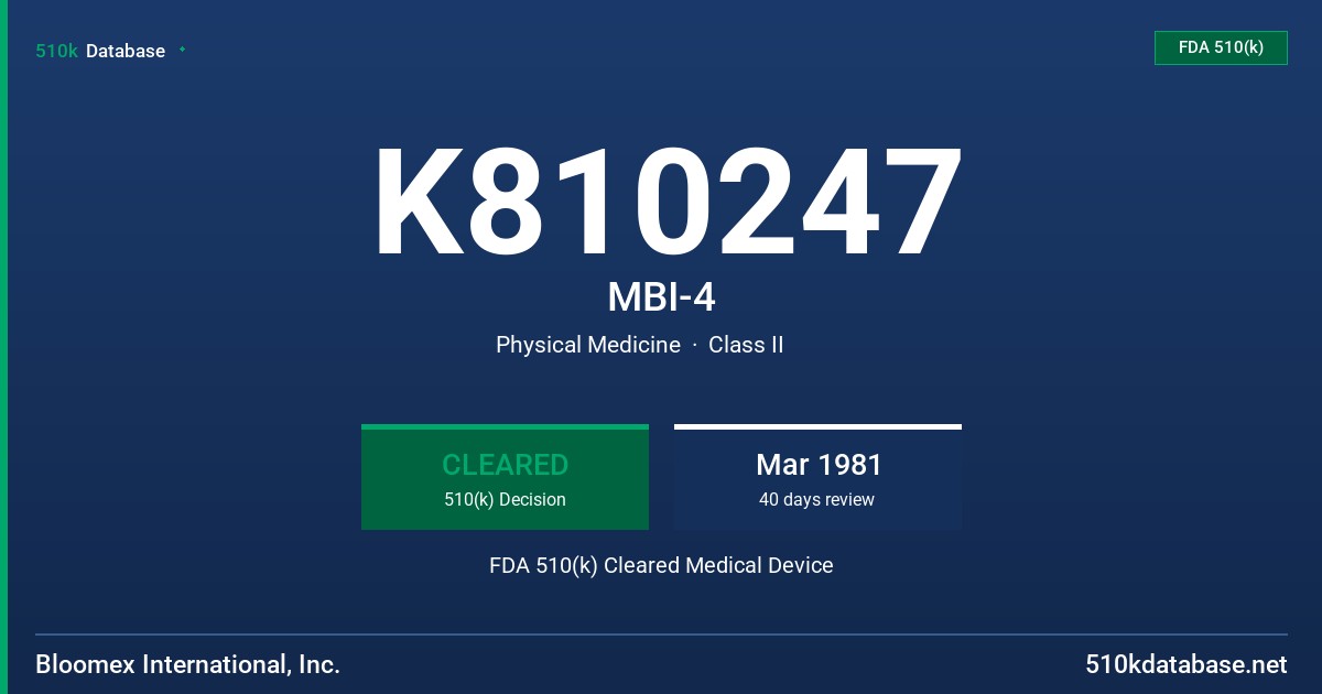 K810247 MBI-4 FDA 510(k) Cleared Medical Device