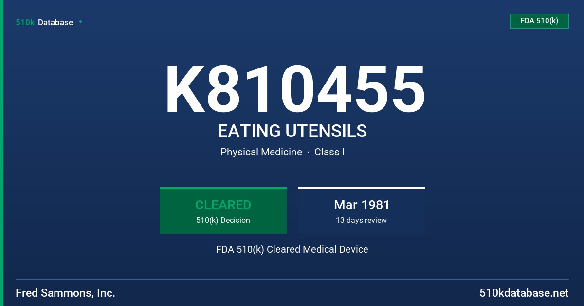 K810455 EATING UTENSILS FDA 510(k) Cleared Medical Device