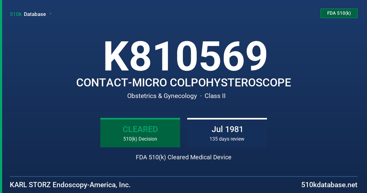 K810569 CONTACT-MICRO COLPOHYSTEROSCOPE FDA 510(k) Cleared Medical Device