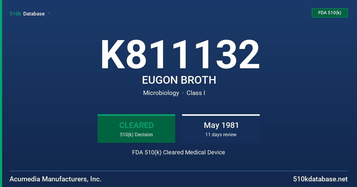 K811132 EUGON BROTH FDA 510(k) Cleared Medical Device