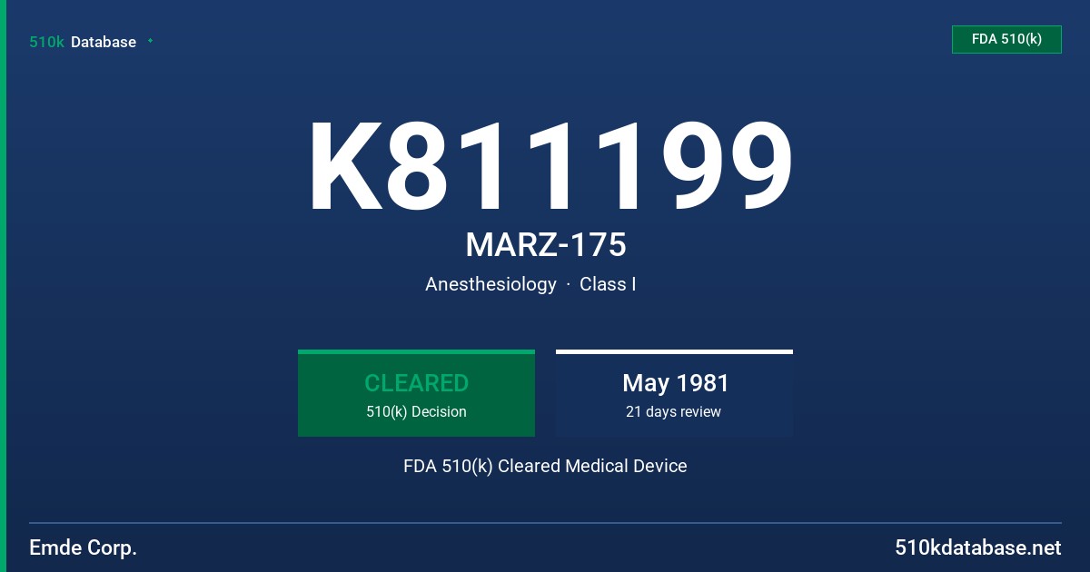 K811199 MARZ-175 FDA 510(k) Cleared Medical Device