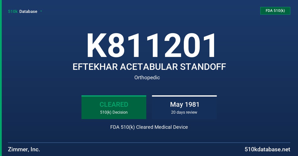 K811201 EFTEKHAR ACETABULAR STANDOFF FDA 510(k) Cleared Medical Device