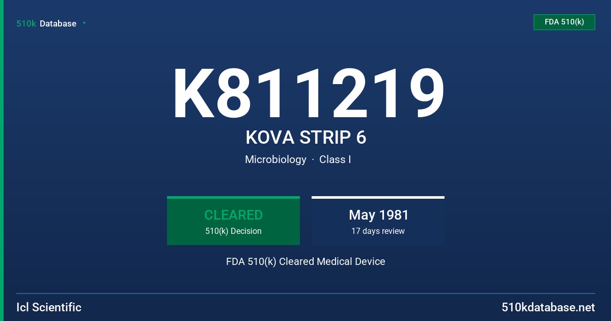 K811219 KOVA STRIP 6 FDA 510(k) Cleared Medical Device