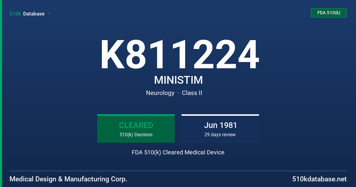 K811224 MINISTIM FDA 510(k) Cleared Medical Device