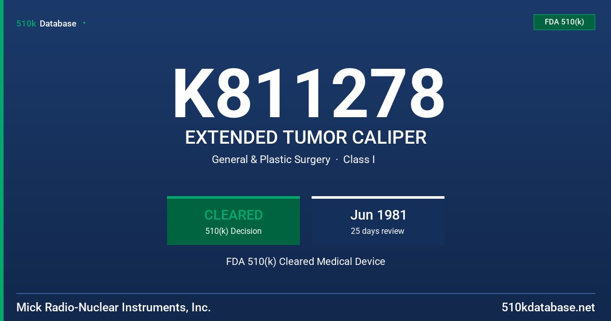 K811278 EXTENDED TUMOR CALIPER FDA 510(k) Cleared Medical Device