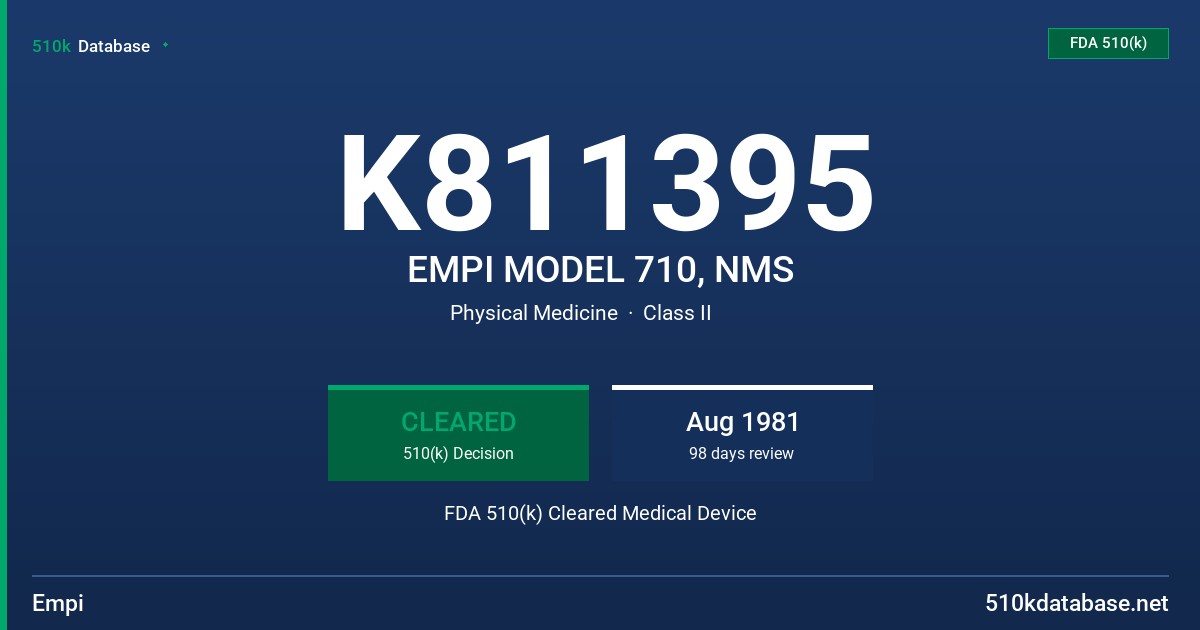 K811395 EMPI MODEL 710, NMS FDA 510(k) Cleared Medical Device