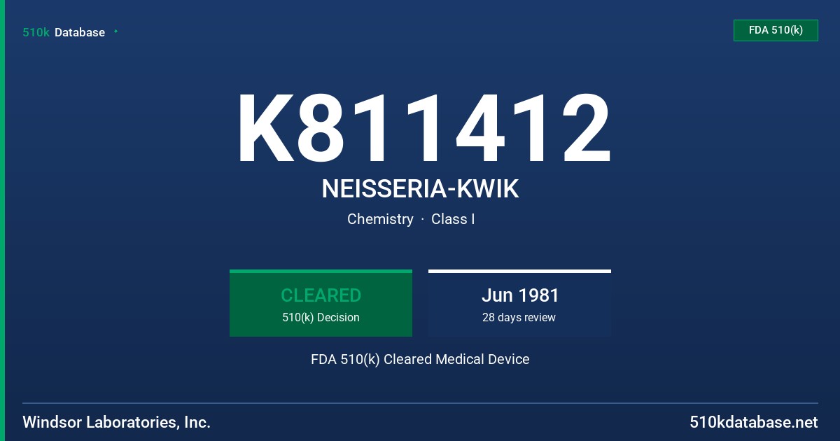 K811412 NEISSERIA-KWIK FDA 510(k) Cleared Medical Device