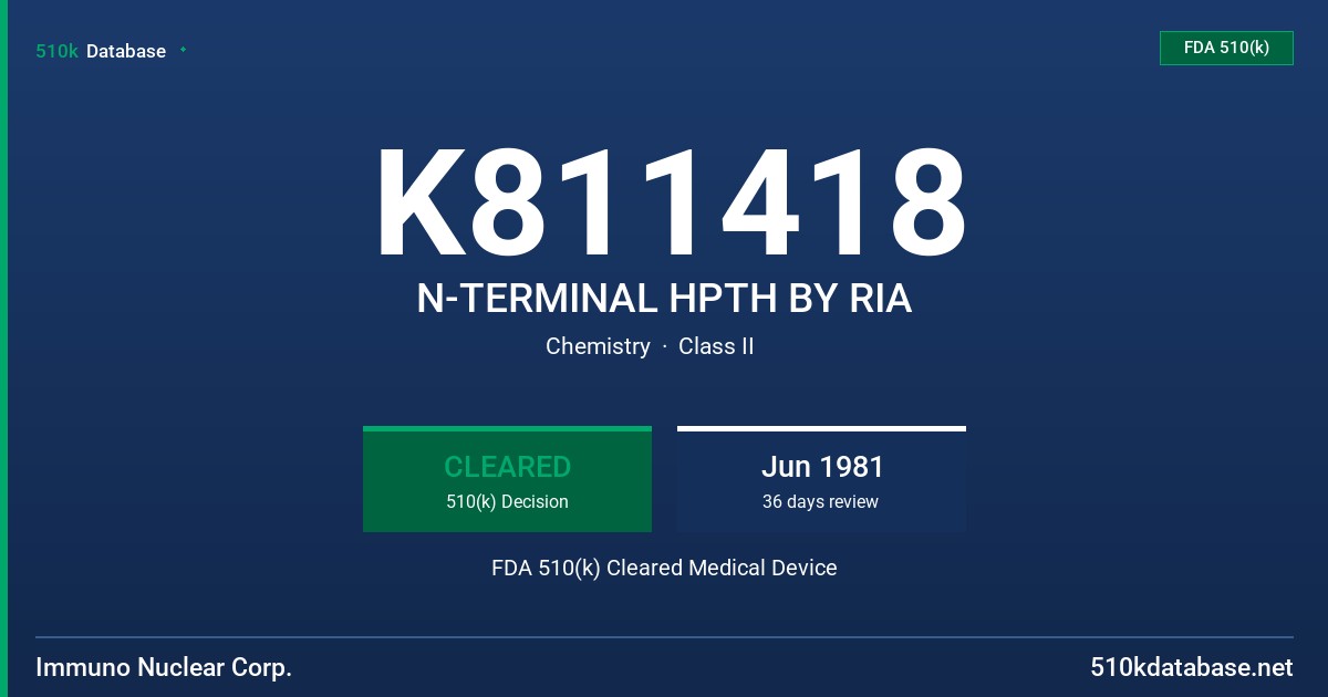 K811418 N-TERMINAL HPTH BY RIA FDA 510(k) Cleared Medical Device