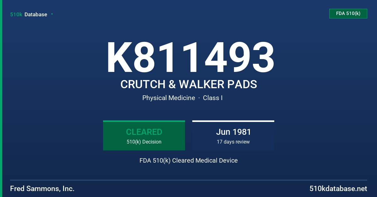 K811493 CRUTCH & WALKER PADS FDA 510(k) Cleared Medical Device