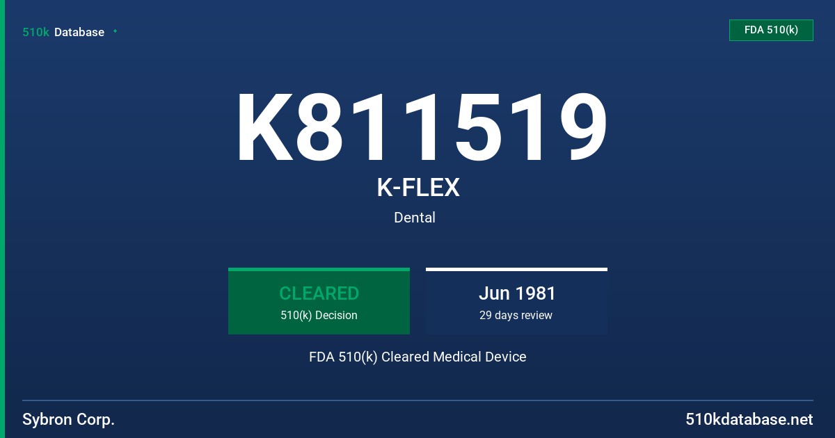 K811519 K-FLEX FDA 510(k) Cleared Medical Device
