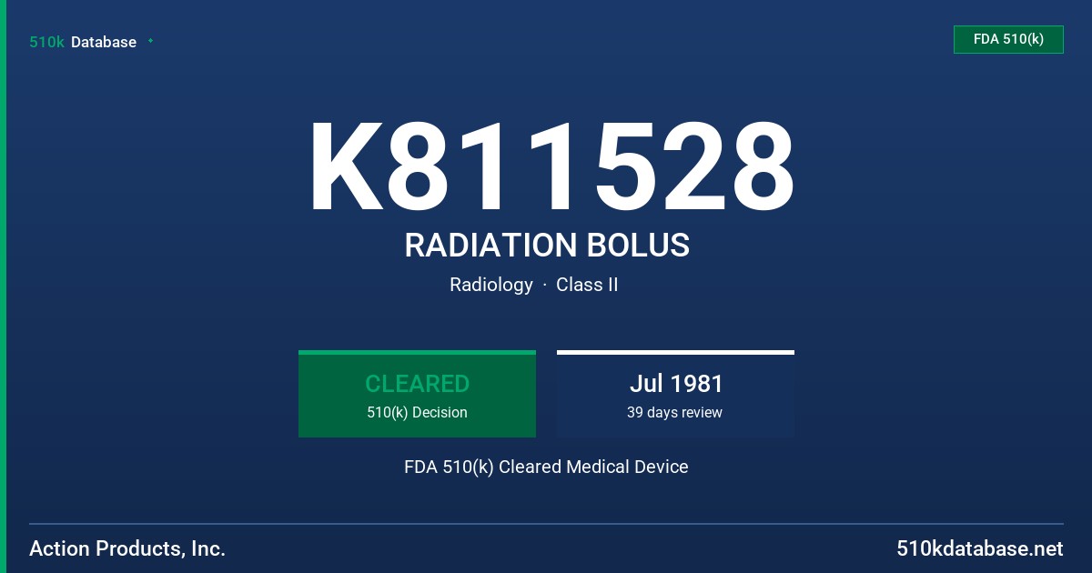 K811528 RADIATION BOLUS FDA 510(k) Cleared Medical Device